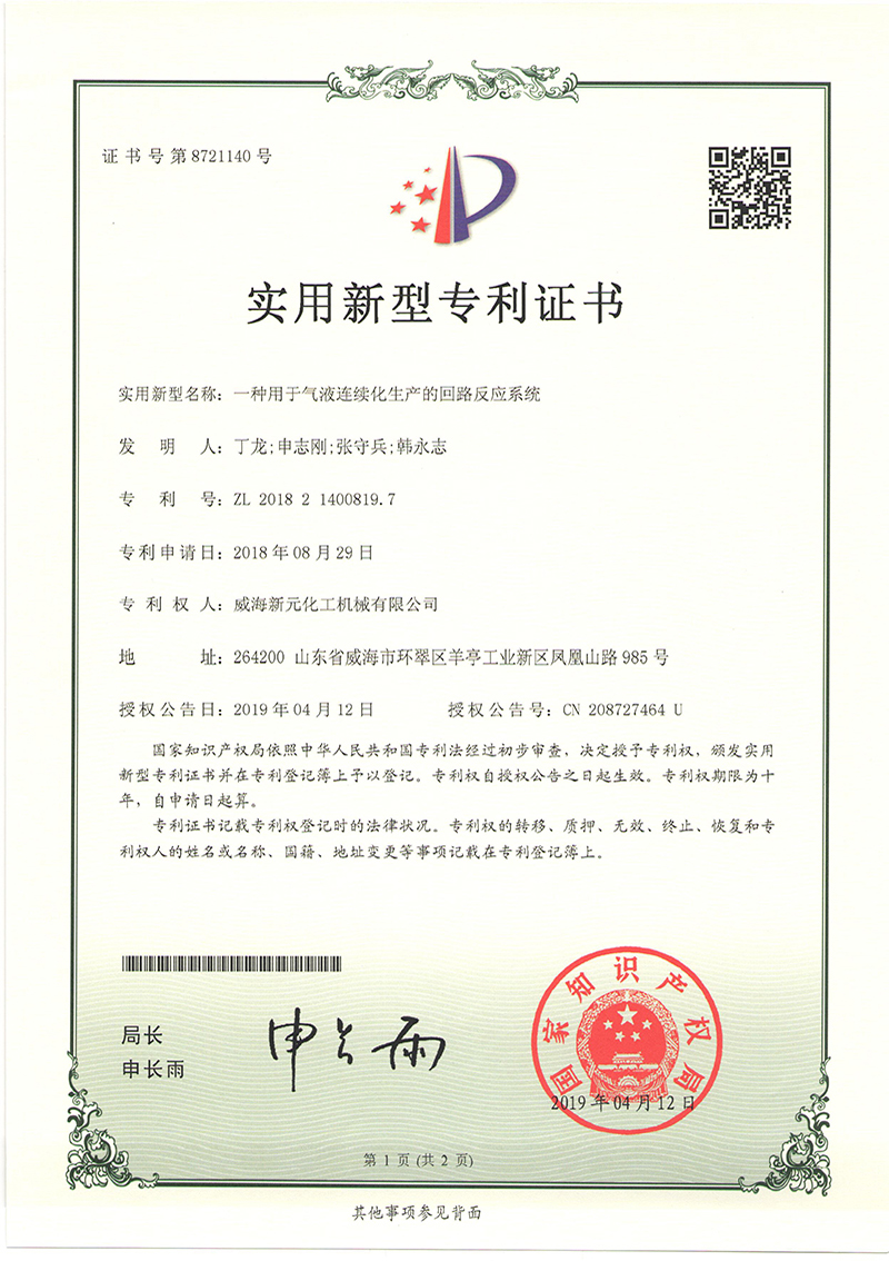 一種用于氣液連續(xù)化生產的回路反應系統